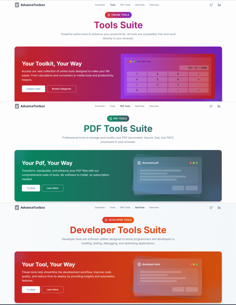 best single platform for tools dashboard AdvanceToolbox interface